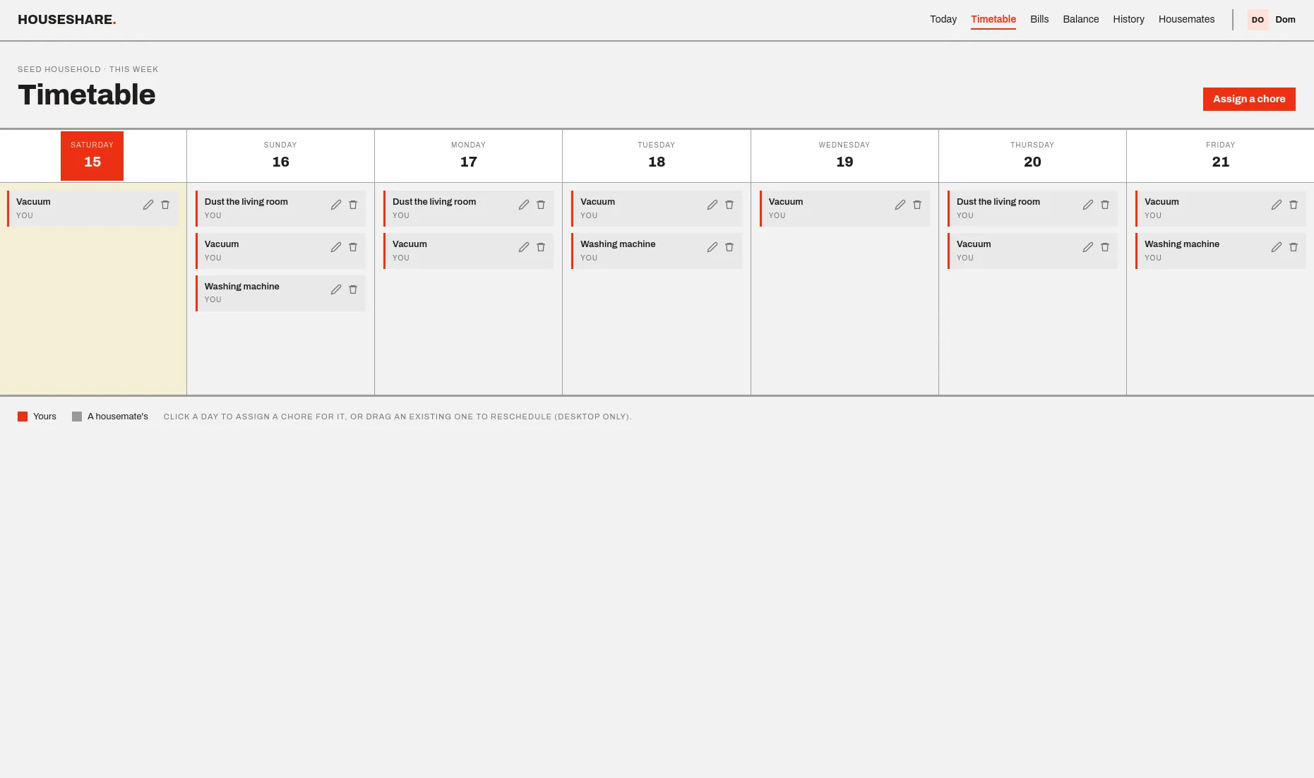 Timetable — drag-and-drop chore scheduling